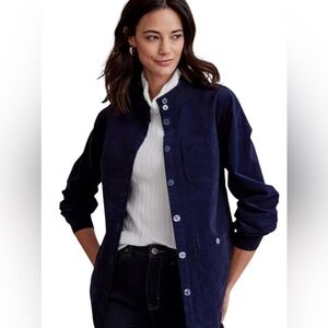 Soft Surroundings Navy Small Wale Corduroy Button Front Jacket Women's Size 1X